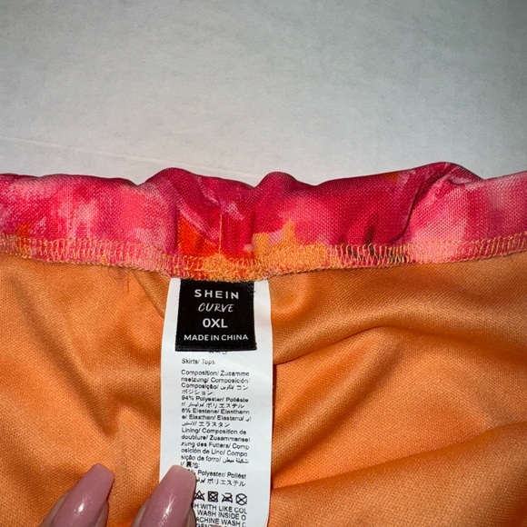 SHEIN BAE Orange Pink Rose Flowers Complex Layers Two Piece Skirt Set 0XL - Picture 5 of 6